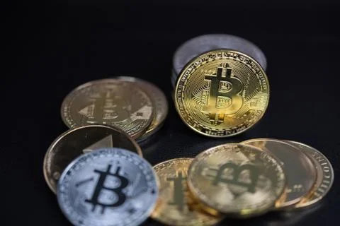 Set of cryptocurrencies. Bitcoin as most important cryptocurrency concept. Stock Photos