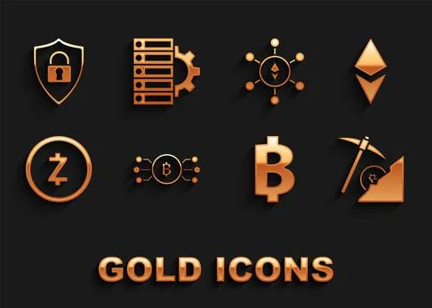 Set Cryptocurrency bitcoin in circle with microchip circuit, Ethereum ETH, cloud Ilustración de archivo