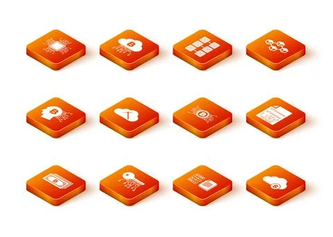 Set Cryptocurrency bitcoin, key, Bitcoin think, cloud mining, Smart contract and Illustrazione stock
