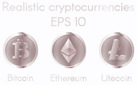 Set of cryptocurrency bronze coins Stock Illustration