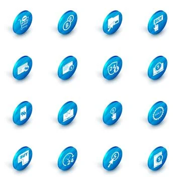 Set Cryptocurrency coin Bitcoin, Cursor click document folder, Buy button, .. Illustrazione stock