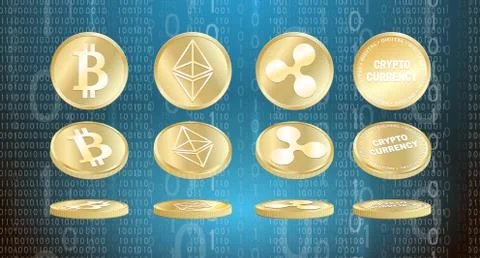Set of cryptocurrency coins Stock Illustration