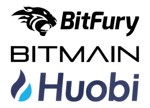 Set of cryptocurrency exchanges logos Stock Illustration