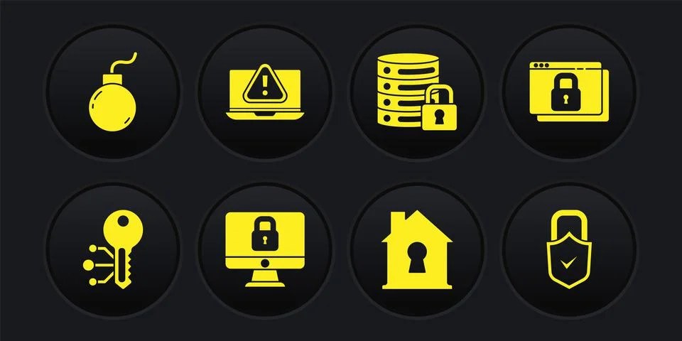 Set Cryptocurrency key, Secure your site with HTTPS, SSL, Lock on computer イラスト素材