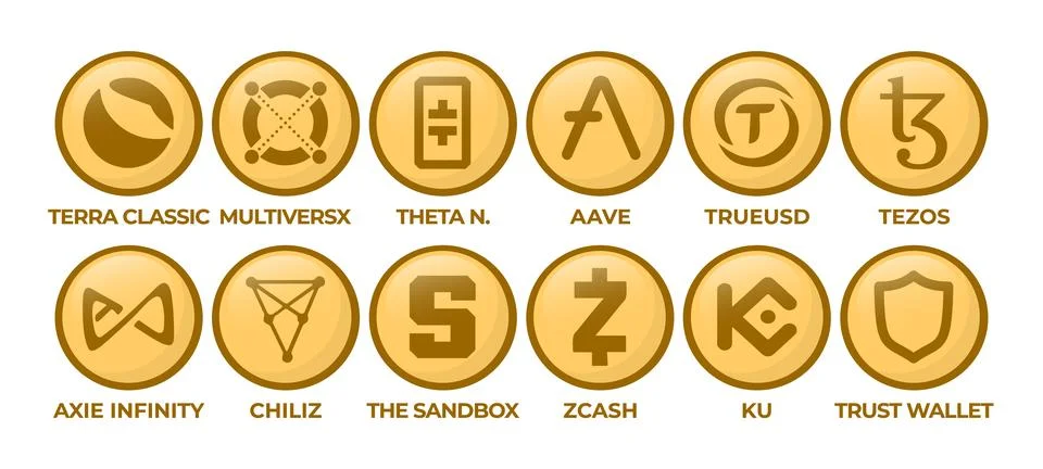 Set of Cryptocurrency Logo Coins Stock Illustration
