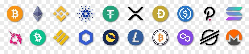 Set of Cryptocurrency Logos Stock Illustration