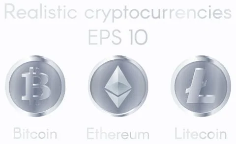 Set of cryptocurrency silver coins Stock Illustration