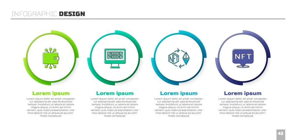 Set Cryptocurrency wallet, Binary code, Ethereum exchange NFT and Digital crypto Stock-Illustration