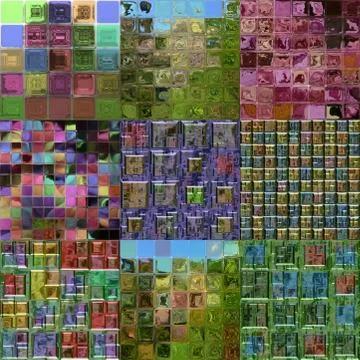 Set of crystal tiles generated textures Stock Illustration