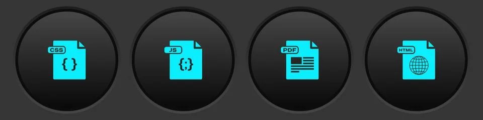Set CSS file document, JS, PDF and HTML icon. Vector 스톡 일러스트