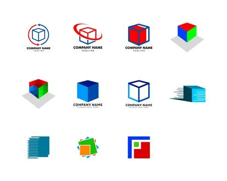 Set of Cube Icon Vector Illustration Logo Design Element Stock Illustration