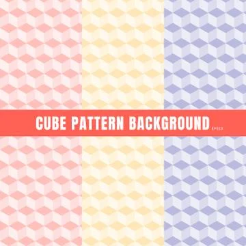 Set of cube pattern pink, purple, yellow color background and texture. Illustrazione stock