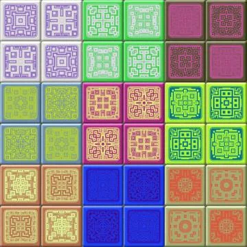 Set of cube tiles seamless generated textures Stock Illustration
