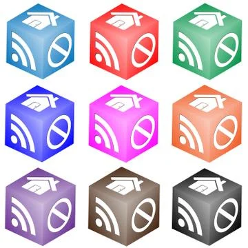 Set of cubes with icons 库存插图