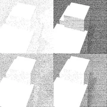 Set of cubes with shadow engraved dots and spots in vintage styl Stock Illustration