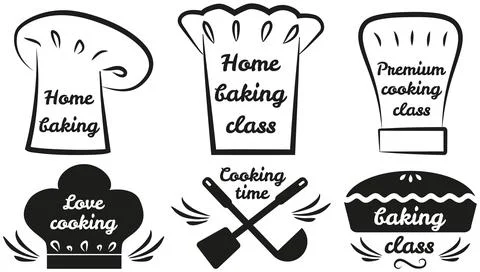 Set of culinary logo design concept. Hand writings about kitchen, food Stock Illustration