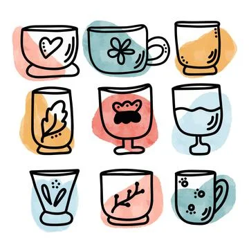 Set cup of coffee Stock Illustration