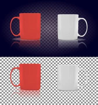 Set of Cup or Mug White and Red Stock Illustration
