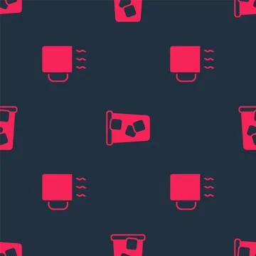 Set Cup of tea and Ice on seamless pattern. Vector Illustrazione stock