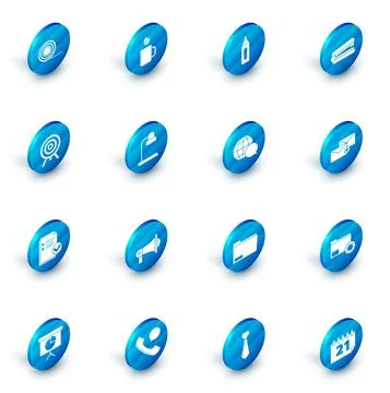 Set Cup of tea and leaf, Marker pen, Office stapler, Target, Document check mark 스톡 일러스트