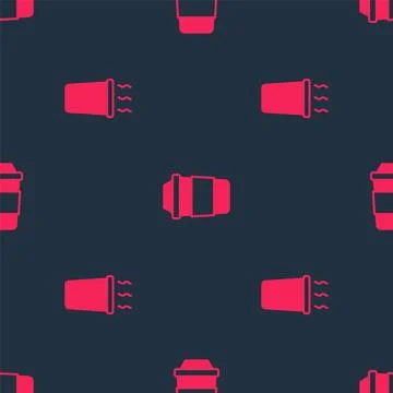 Set Cup of tea and  on seamless pattern. Vector Stockillustratie