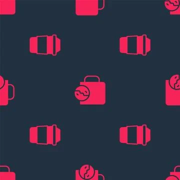 Set Cup of tea and Tea time on seamless pattern. Vector Stockillustratie