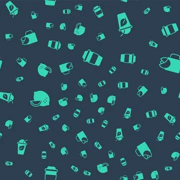 Set Cup of tea, with leaf, Lemon and rose on seamless pattern. Vector Stock Illustration