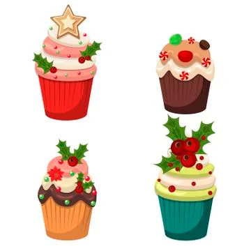 Set of cupcakes and muffins vector Stock Illustration