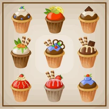 Set of cupcakes. Stock Illustration