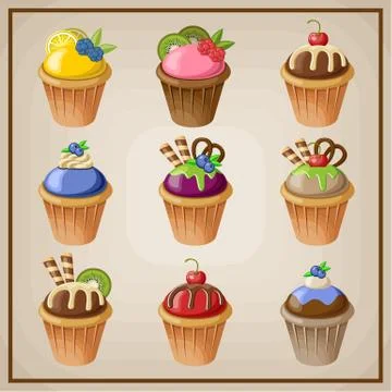 Set of cupcakes. Stock Illustration