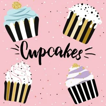 Set of cupcakes. Stock Illustration