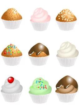 Set of cupcakes Stock Illustration