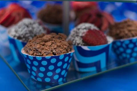 Set of cupcakes. Selective focus. Close up. Sweet tasty cupcakes. Stock Photos