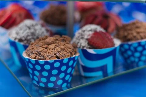 Set of cupcakes. Selective focus. Close up. Sweet tasty cupcakes. Foto stock
