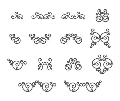 Set of curls for frames, a stamp or a stencil for scrapbooking and decorative Stock Illustration