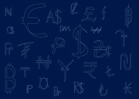 Set currency exchange sings. Vector illustration Stock Illustration