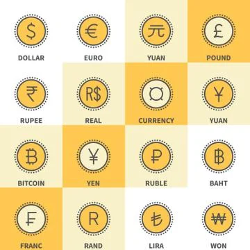 Set currency icons Stock Illustration