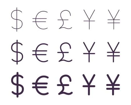 Set of currency signs Stock Illustration