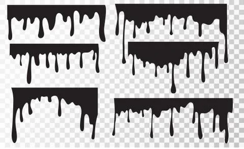 Set Current black paint, stains. Black oil liquid dripping. Stain and blob of Stock Illustration