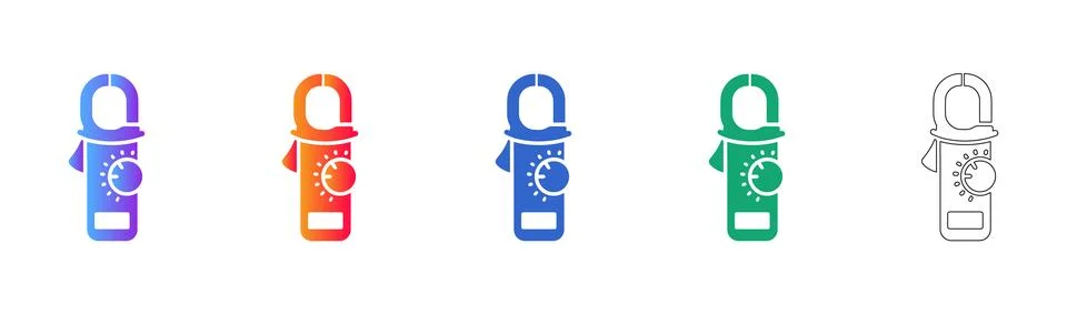 Set of Current Clamp Meter Icons Stock Illustration