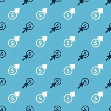 Set Cursor and coin and Financial growth and coin on seamless pattern. Vector Stock Illustration