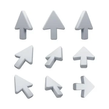 Set of Cursor Arrows in 3D Style for Digital Interface Design - a collection of Stock Illustration