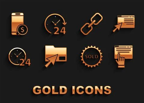 Set Cursor click document folder, Online shopping on screen, Sold label, Cl.. Stock Illustration