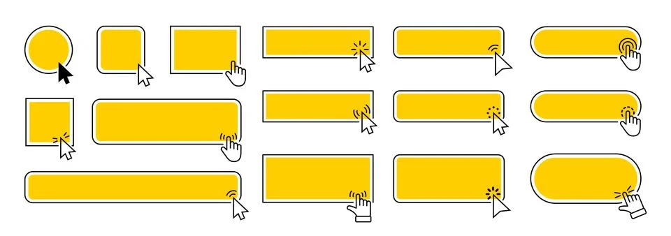 Set of cursor. Computer mouse click cursor gray arrow icons set and loading.. Stock Illustration