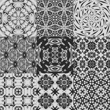 Set of curtain lace generated textures Stock Illustration