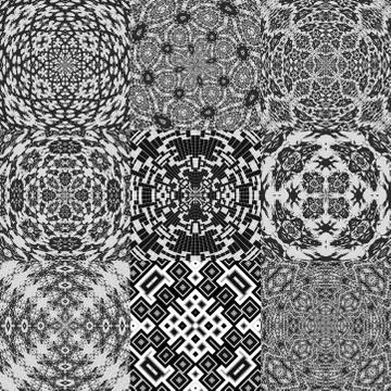 Set of curtain lace generated textures Stock Illustration