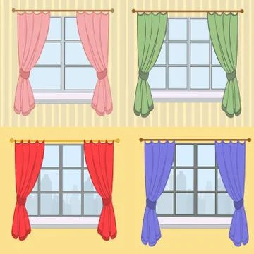 Set of curtains with different colors Stock Illustration