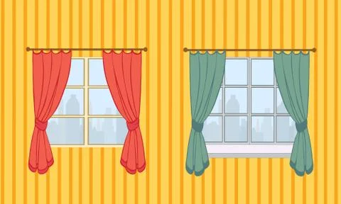 Set of curtains in two variants Stock Illustration
