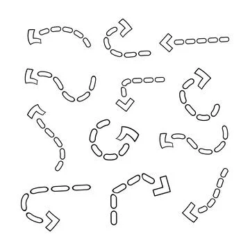 Set of Curved and Straight Dashed Arrows Vector Illustration Stock Illustration