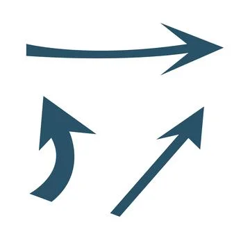 Set of curved multi-colored arrows on a white background Stock Illustration